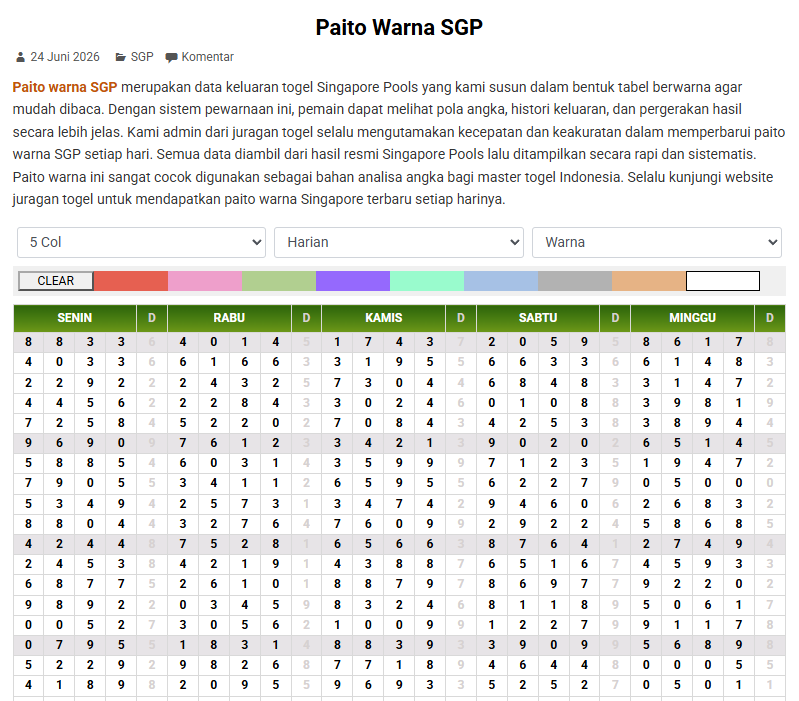 Paito Warna SGP